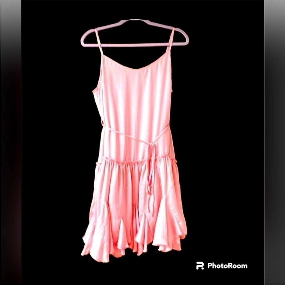 BiBi size XL pink ruffle spaghetti strap dress